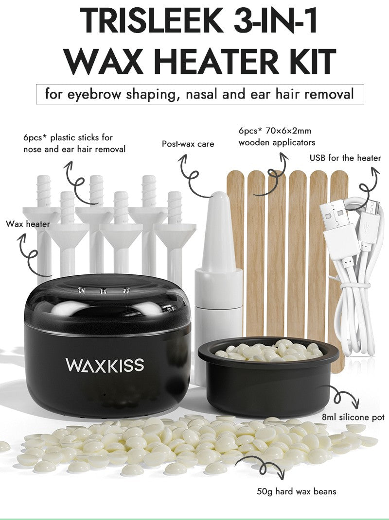 Waxkiss Trisleek 3-In-1 Wax Heater Kit For Eyebrow, Nasal And Ear Hair Removal